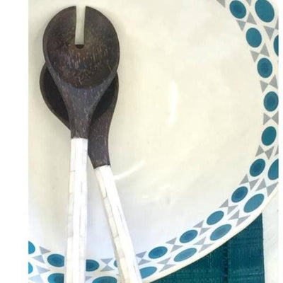 Mother of Pearl, Mosaic Salad Servers - LaLunaLifestyle